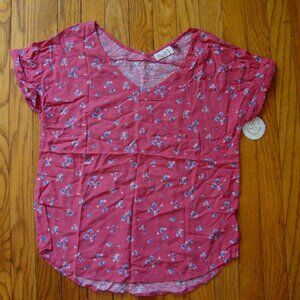 SO Mauve Floral Rayon Popover Top